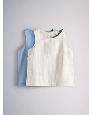 The Set 2 Pack Denim Shell Tops Light/ Stripe - Blue