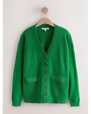 Next Bright Supersoft Mid Length V-Neck Cardigan - Green