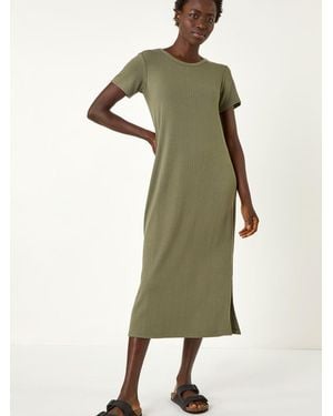 Roman Ribbed Stretch Midi Dress - Green