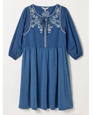FatFace Cassie Detail Dress - Blue