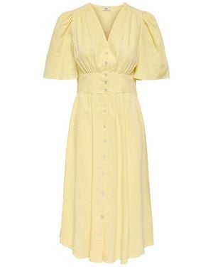 Jdy Butter Button Through Midi Dress - Yellow