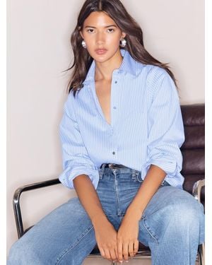 Lipsy Stripe Poplin Shirt - Blue