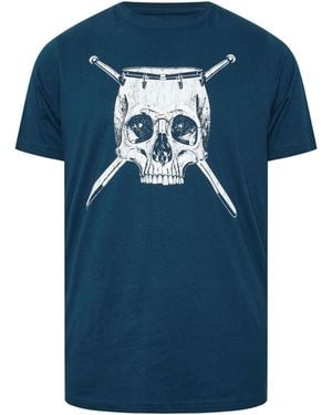 BadRhino Big & Tall Gorilla Drum T-Shirt - Blue