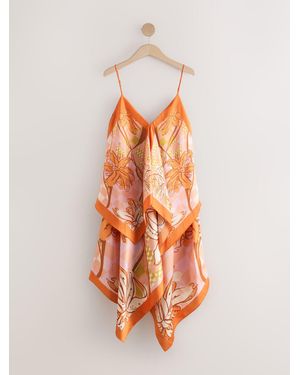 Next Scarf Asymmetric Hem Midi Dress - Orange