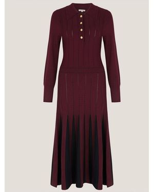 Monsoon Prue Knit Pleated Shirt Dress - Purple