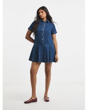 Simply Be Denim Mod Dress - Blue