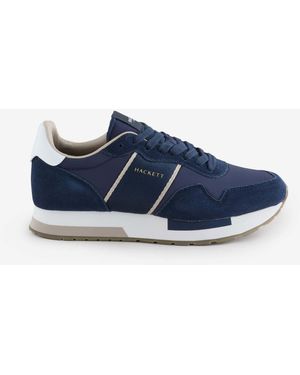 Hackett Keston Symbol Leather And Suede Sneakers - Blue