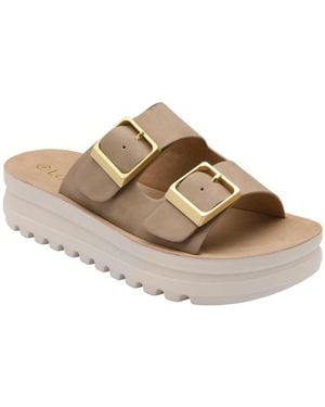 Lotus Flatform Mule Sandals - Brown