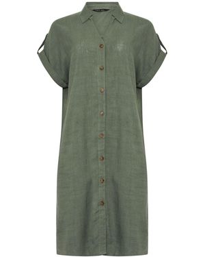 M Com Relaxed Linen Blend Shirt Dress - Green