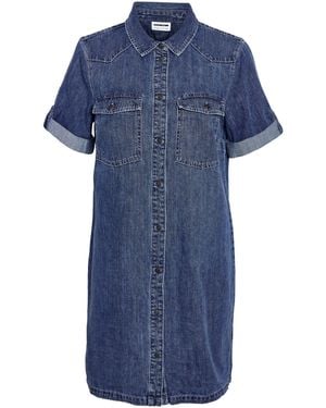 Noisy May 100% Cotton Utility Denim Dress - Blue