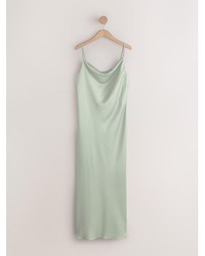 Next Satin Cowl Neck Wedding Guest Bridesmaid Maxi Dress - Green