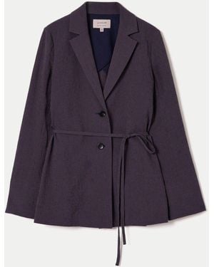 Jigsaw Blend Cotton Linen Relaxed Jacket - Blue