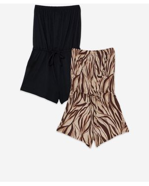 JD Williams Bandeau Playsuit 2 Pack - Black