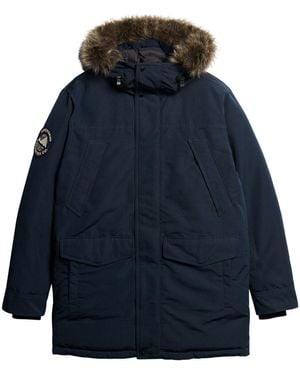 Superdry Everest Faux Fur Parka Jacket - Blue