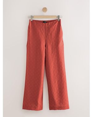 Next Jacquard Checkerboard Wide Leg Trousers - Red