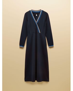 Joules Dulcie Long Sleeve Ponte Wrap Midi Dress - Blue