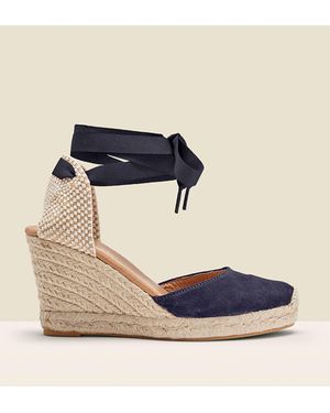 Sosandar Suede Valenciana Wedge Espadrilles - Blue