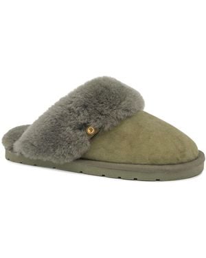 Jones Bootmaker Suede Bella-Rose Sheepskin Mule Slippers - Green