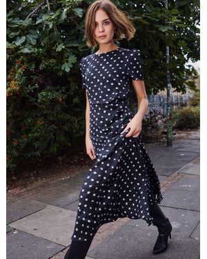 Religion Holly Maxi Tea Dress With Drape Detail And Cap Sleeves - Schwarz