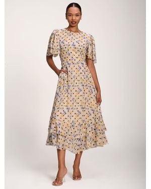 Jolie Moi Printed Chiffon Midaxi Dress - Natural