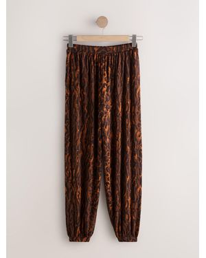 Next Print Jersey Harem Sweatpants - Brown