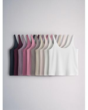 The Set 10 Pack Essential Scoop Wide Strap Vests - Multicolor