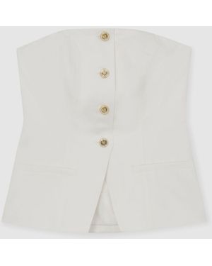 Reiss Ivory Riley Strapless Button Waistcoat - White