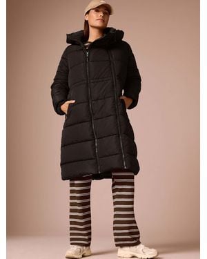 Next Maternity Shower Resistant Hooded Long Wadded Coat - Black