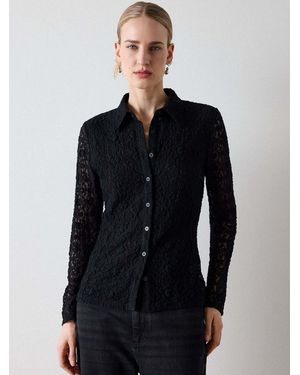 Whistles Lace Jersey Shirt - Blue