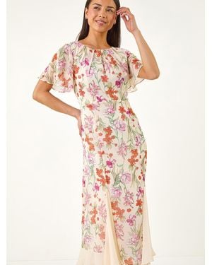 Roman Petite Floral Godet Hem Dress - Pink