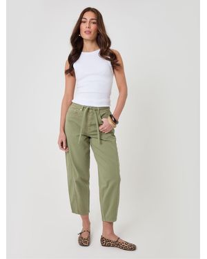 Threadbare Belted Barrel Leg Jeans - Green