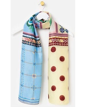 Oliver Bonas Tile Print Lightweight Scarf - Blue