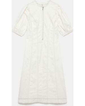 Mint Velvet Denim Midi Dress - White