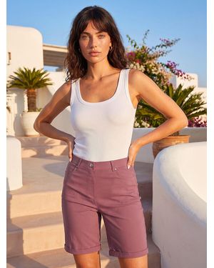 Roman Rouge Turned Hem Stretch Shorts - Purple