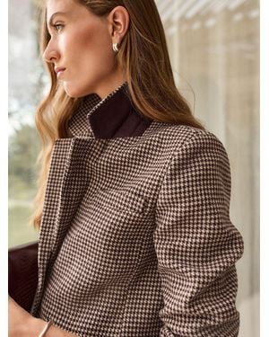 Next Burgundy Dogtooth N. Premium Single Breasted Blazer With Wool - Brown