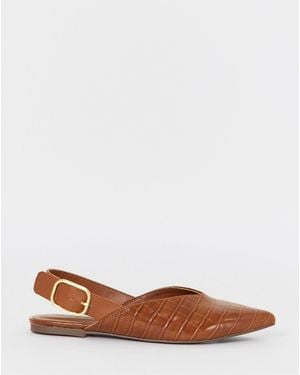 Simply Be Slingback Pointed Flat Shoes - Brown