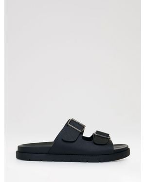Threadbare Faux Leather Buckle Strap Sandals - Black