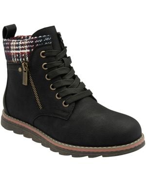 Lotus Zip Up Ankle Boots - Black
