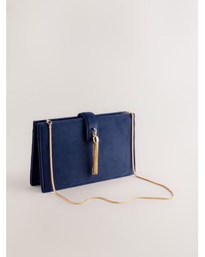 Next Velvet Tassel Clutch - Blue