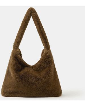 Accessorize Faux Fur Shopper Bag - Brown