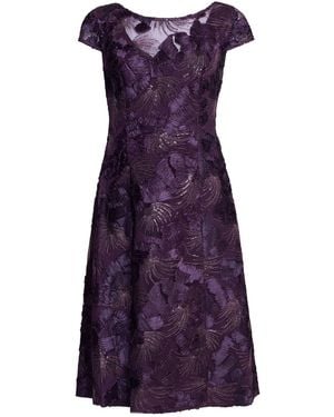 Gina Bacconi Abella Illusion Jewel Floral Dress - Purple