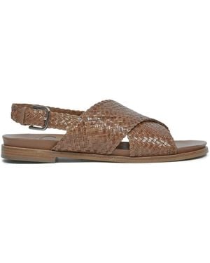Celtic & Co. Leather Woven Cross-Over Sandals - Brown