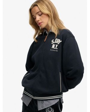 Superdry Country Club Jersey Bomber Hoodie - Blue