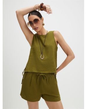 River Island Linen Blend Pull On Shorts - Green