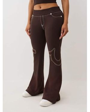 TRUE RELIGION Anniversary Low Rise Big T Flare Sweatpants - Brown
