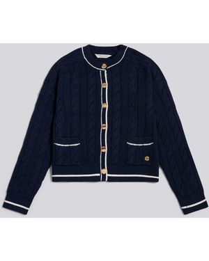 U.S. POLO ASSN. U. S. Polo Assn U. S. Polo Assn Button Tipped Cable Knit Cardigan - Blue