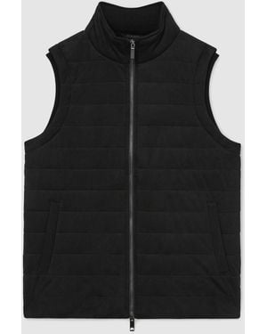 Reiss Funnel-Neck Quilted Gilet - Black