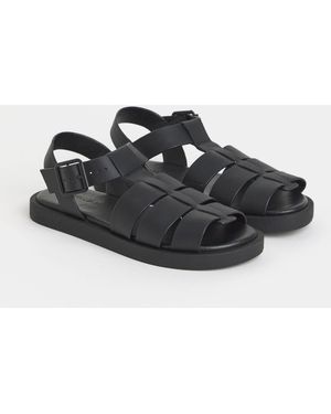 JD Williams Wide Fit Fisherman Comfort Sandals - Black
