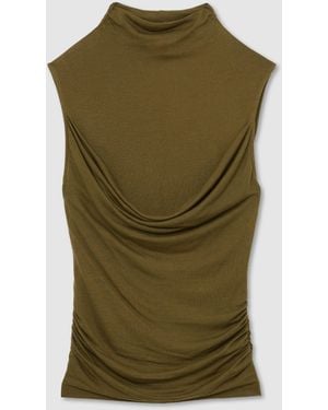 Reiss Cashmere Draped Sleeveless Top - Green