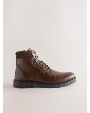 Next Leather Zip-Up Borg Lined Boots - Blue